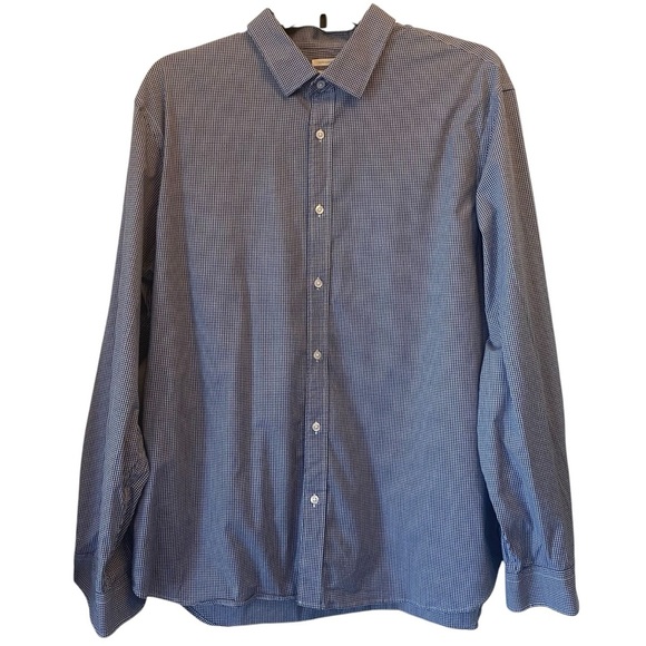 OLD NAVY Classic Signature Shirt Men's XXL Slim Blue Check long sleeve button up - Picture 2 of 7